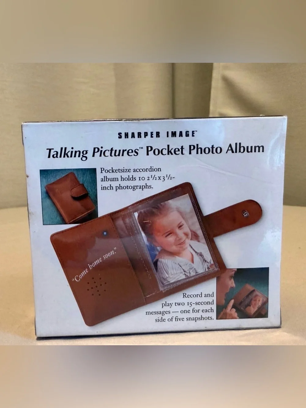 Sharper Image Brown Talking Pocket Photo Album, New